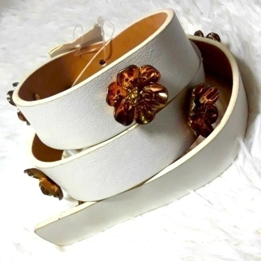 Kate Spade Sample Sale Golden Flowers Leather Belt